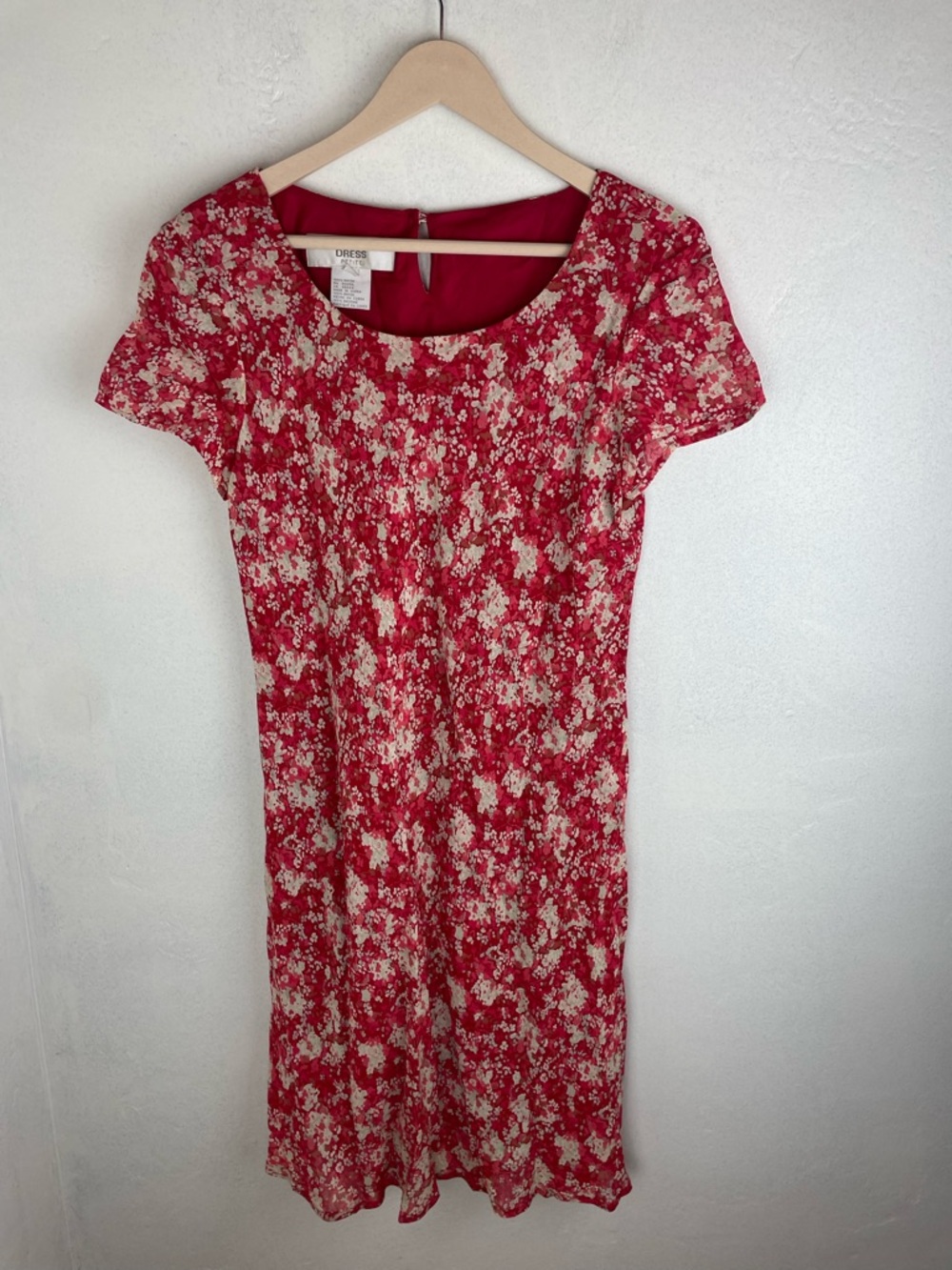 Vintage Jones New York Red Floral Short-Sleeve Midi Dress